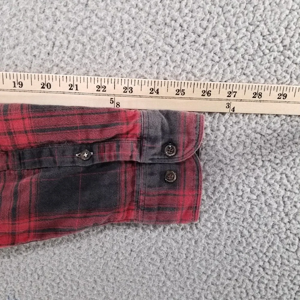 32 Bar Blues Shirt Mens Large Black Plaid Double Wall Layer Buffalo Check Plaid